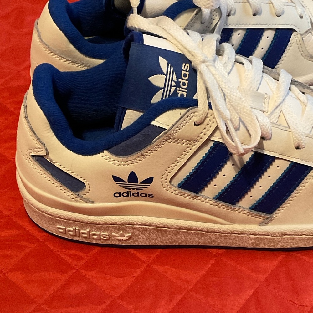 Adidas Kids White and Royal Blue Sneakers - Picture 3 of 5